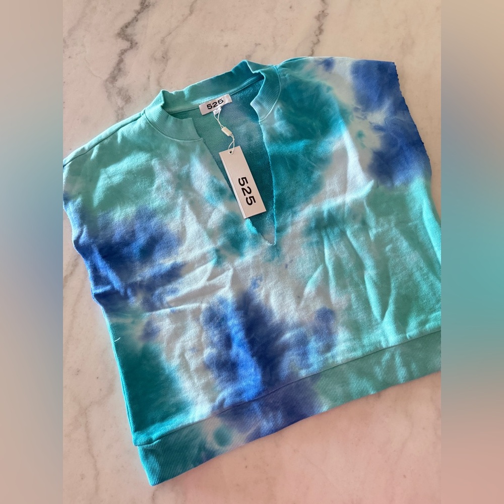 525 America Tie Die Sleeveless Sweatshirt Top Size Medium NWT